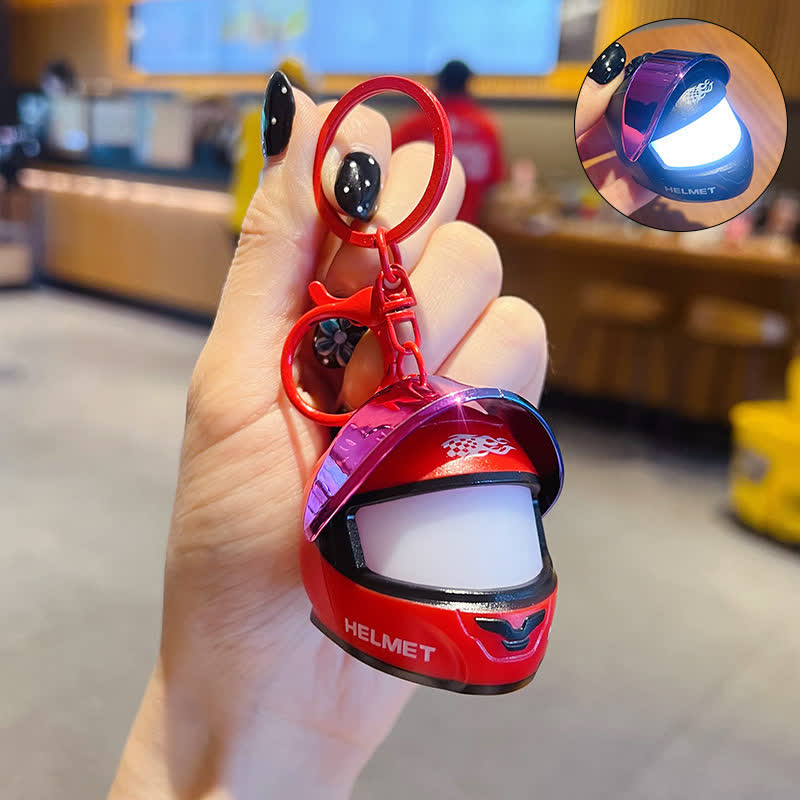 Porte-clés casque de moto LED cool pour motard - Masque rouge/coloré - image 6