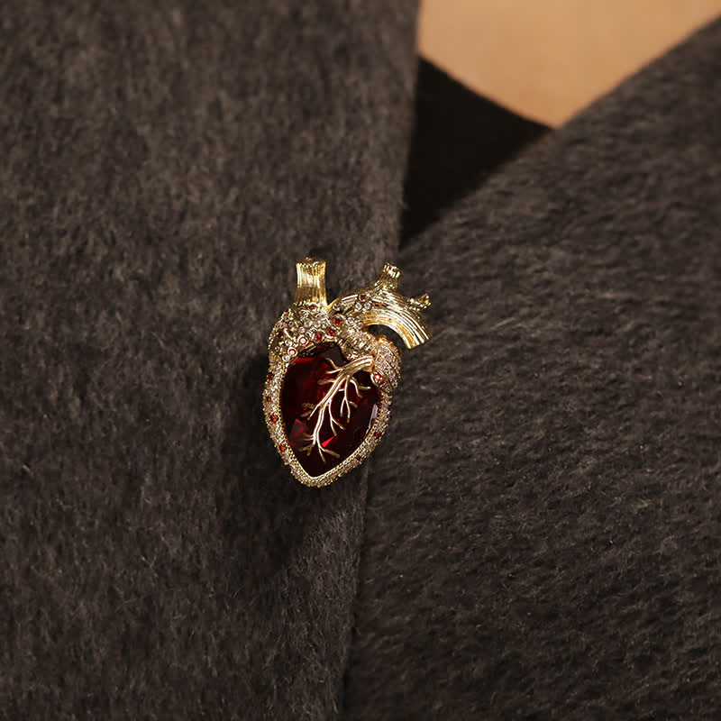 Mon Cœur Battant - Broche en Cristal en Forme de Cœur Anatomique - image 3