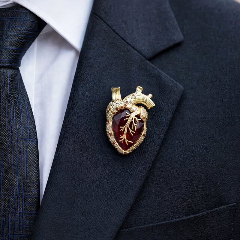 Mon Cœur Battant - Broche en Cristal en Forme de Cœur Anatomique - image 1