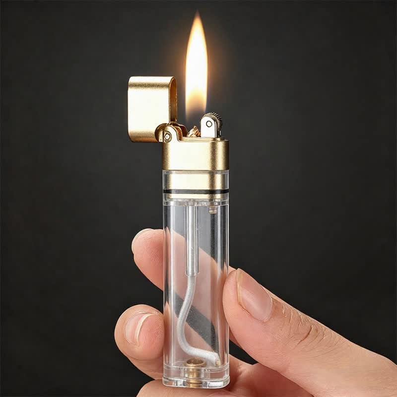 Briquet à pétrole vintage fin et transparent rechargeable - image 7
