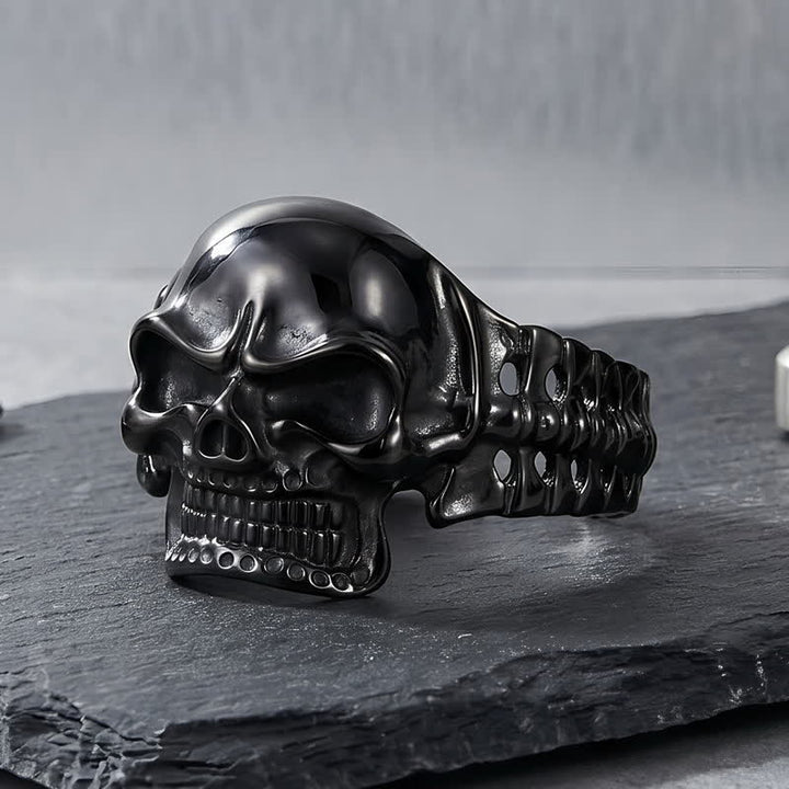 Bracelet manchette ajustable pour homme avec motif tête de mort et colonne vertébrale énergétique - image 7