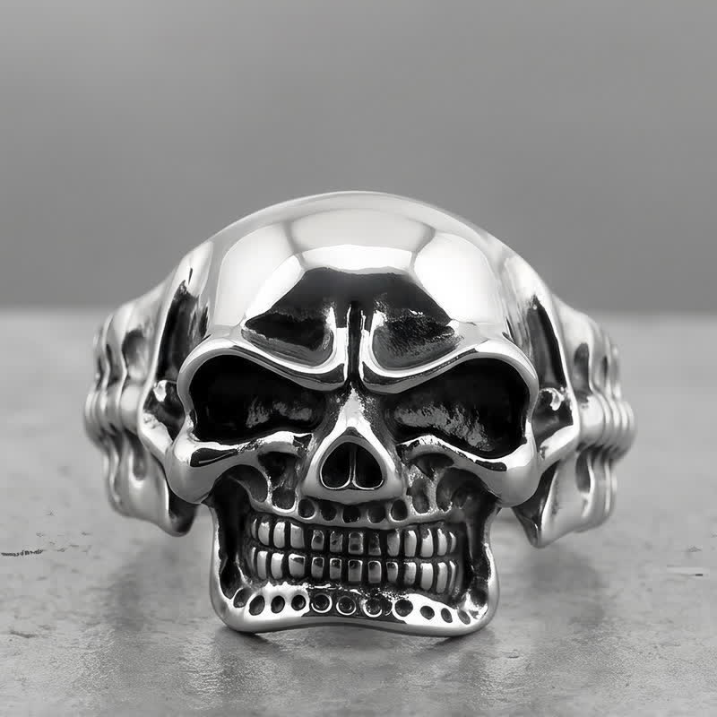 Bracelet manchette ajustable pour homme avec motif tête de mort et colonne vertébrale énergétique - image 3