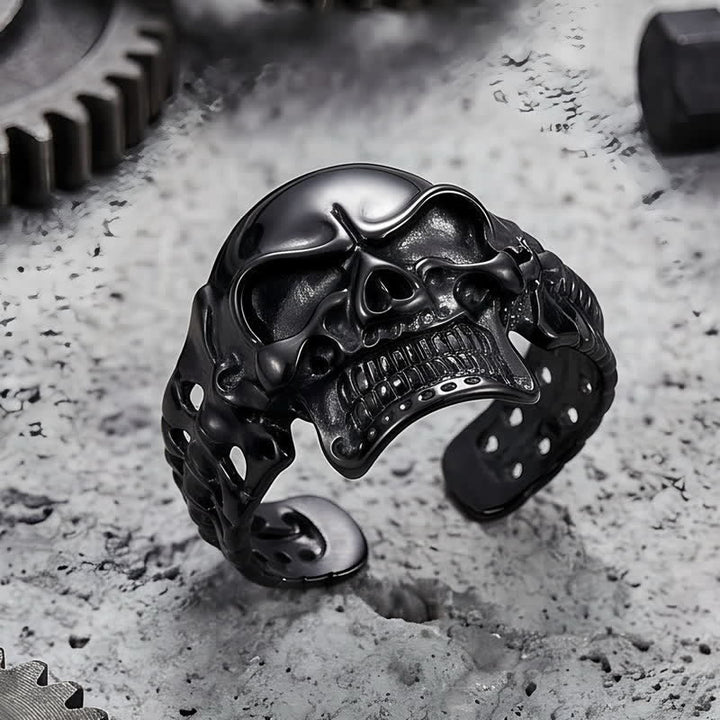 Bracelet manchette ajustable pour homme avec motif tête de mort et colonne vertébrale énergétique - image 6