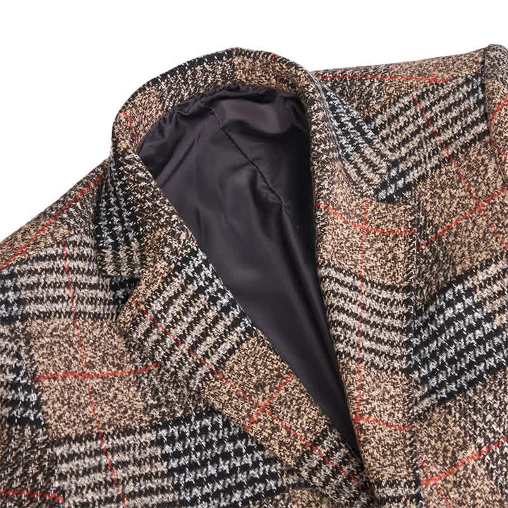 Veste de costume kaki à carreaux pour homme, style business casual - image 3