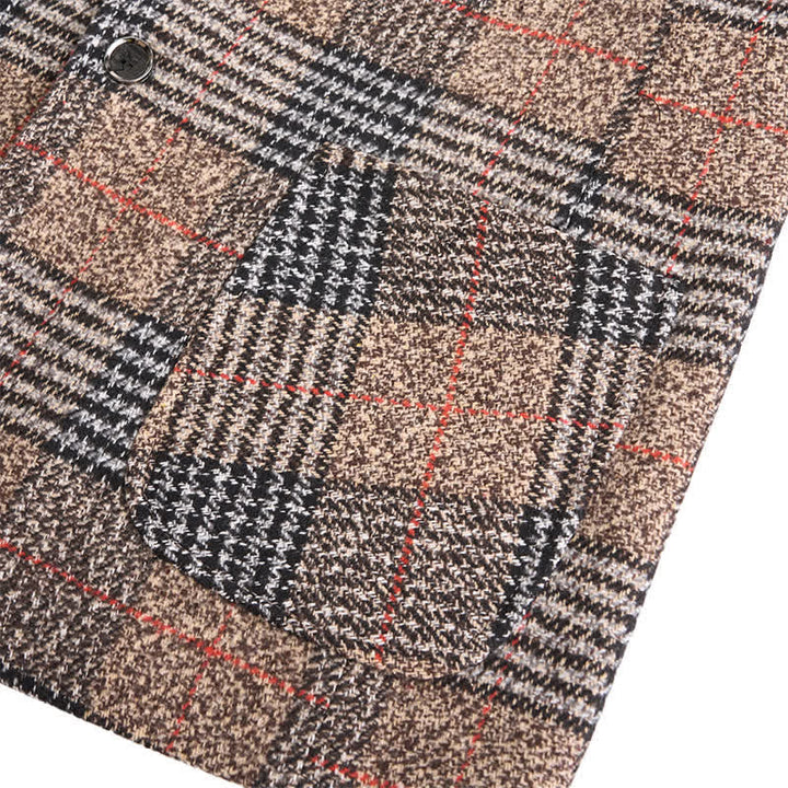 Veste de costume kaki à carreaux pour homme, style business casual - image 6