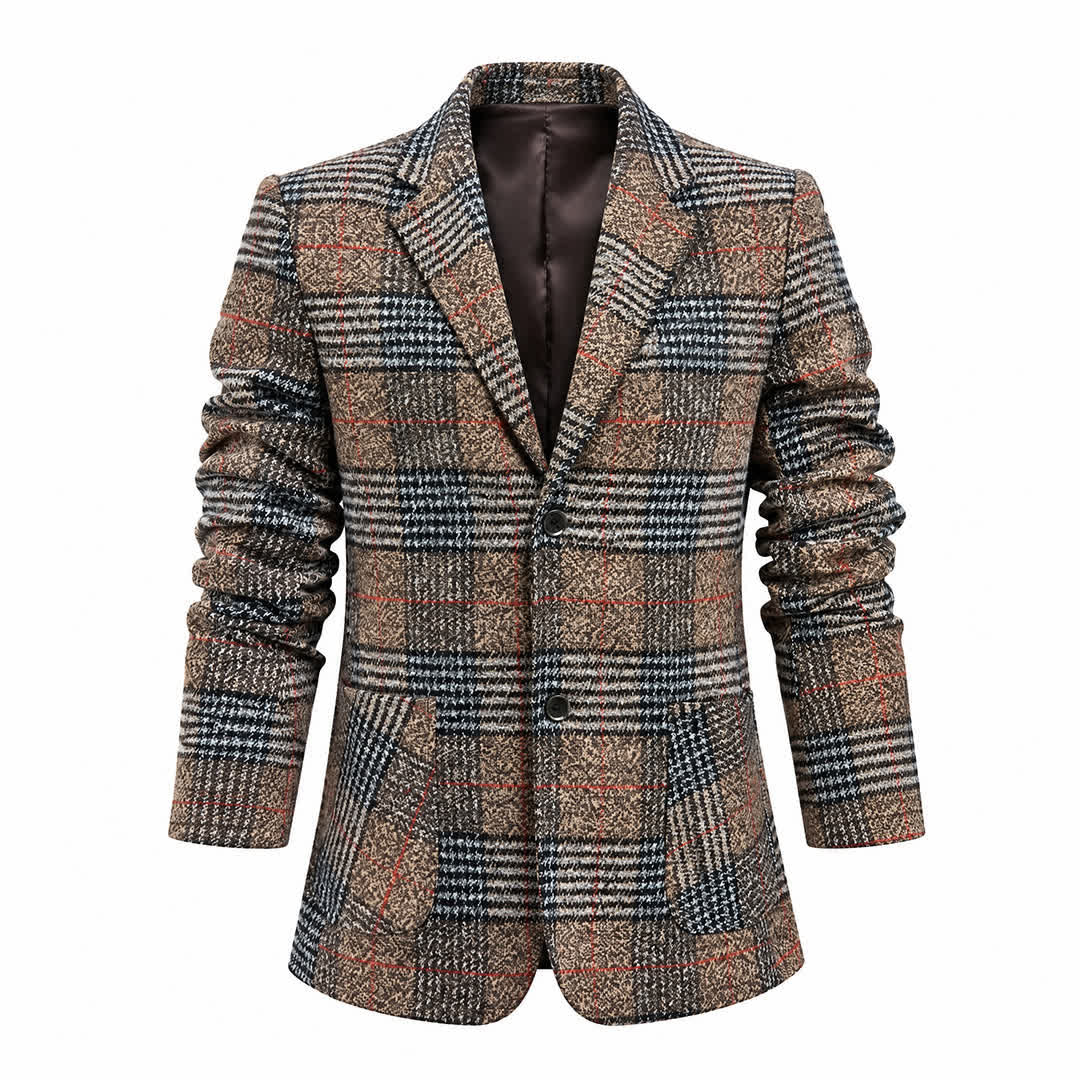 Veste de costume kaki à carreaux pour homme, style business casual - image 9