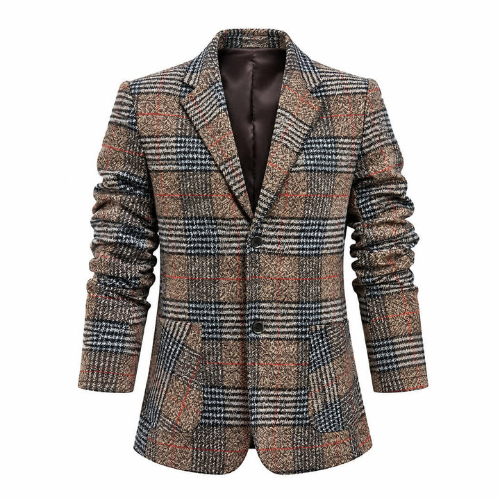 Veste de costume kaki à carreaux pour homme, style business casual - image 9