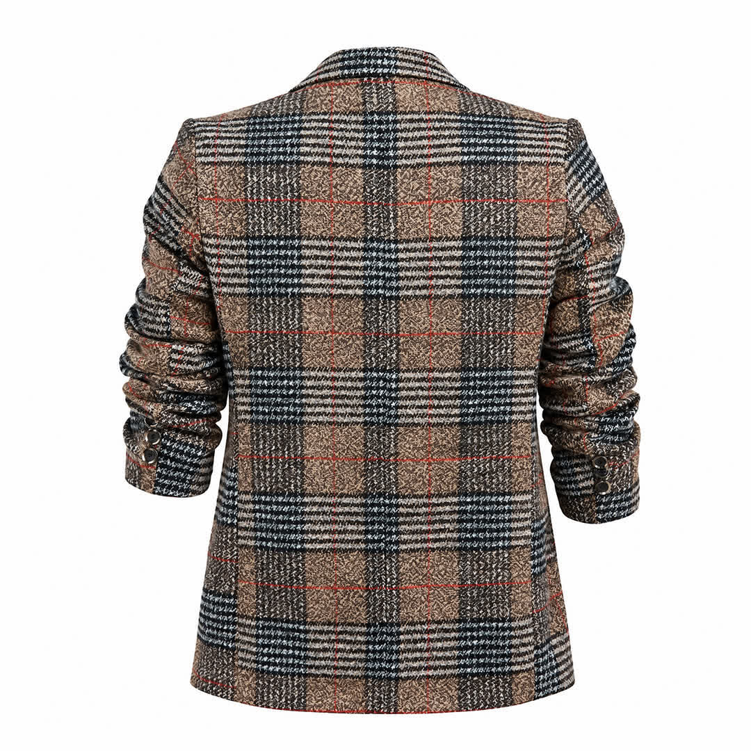 Veste de costume kaki à carreaux pour homme, style business casual - image 10