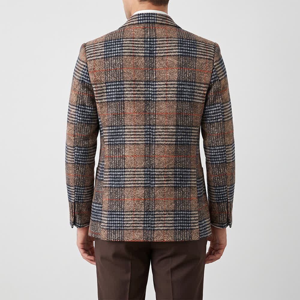Veste de costume kaki à carreaux pour homme, style business casual - image 2