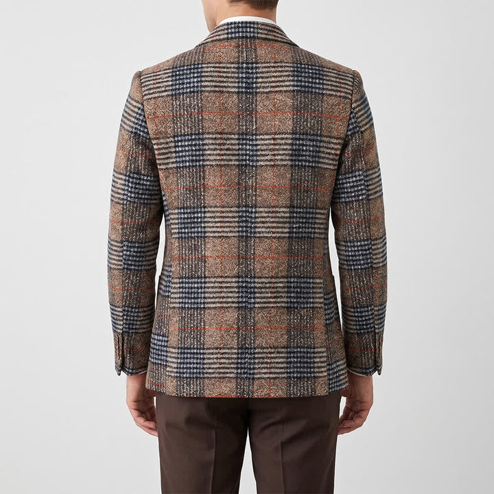 Veste de costume kaki à carreaux pour homme, style business casual - image 2