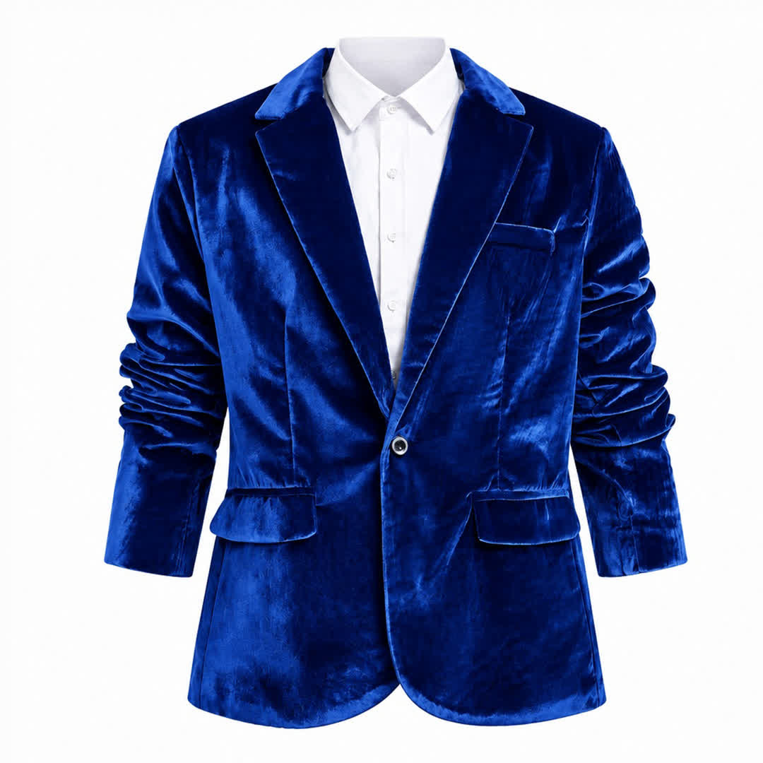 Costume de cérémonie en velours pour homme, style gentleman, idéal pour un mariage ou un bal de promo. - Bleu - 4XL - image 16