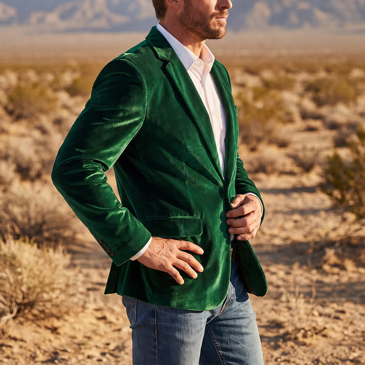 Costume de cérémonie en velours pour homme, style gentleman, idéal pour un mariage ou un bal de promo. - Vert - 4XL - image 0