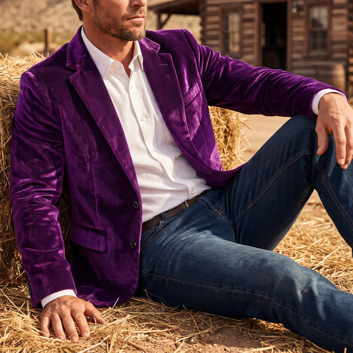 Costume de cérémonie en velours pour homme, style gentleman, idéal pour un mariage ou un bal de promo. - Violet - 4XL - image 6