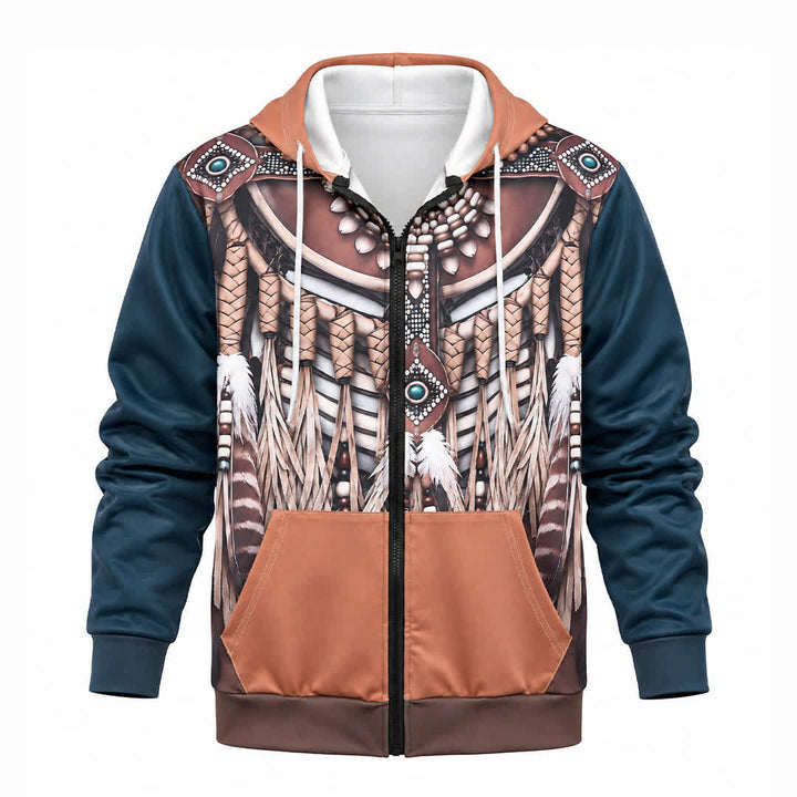 Veste à capuche zippée pour homme avec motif tribal imprimé en 3D - image 8