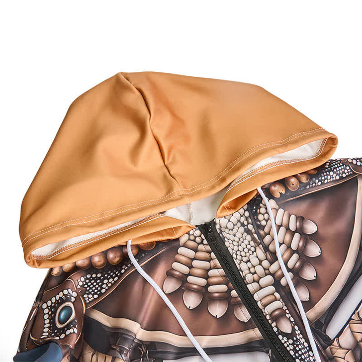 Veste à capuche zippée pour homme avec motif tribal imprimé en 3D - image 3