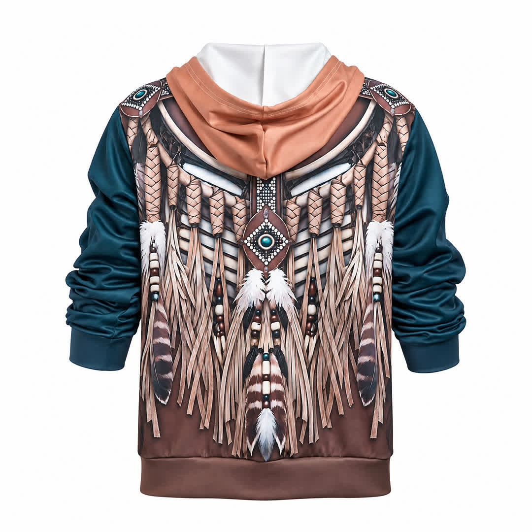 Veste à capuche zippée pour homme avec motif tribal imprimé en 3D - image 9