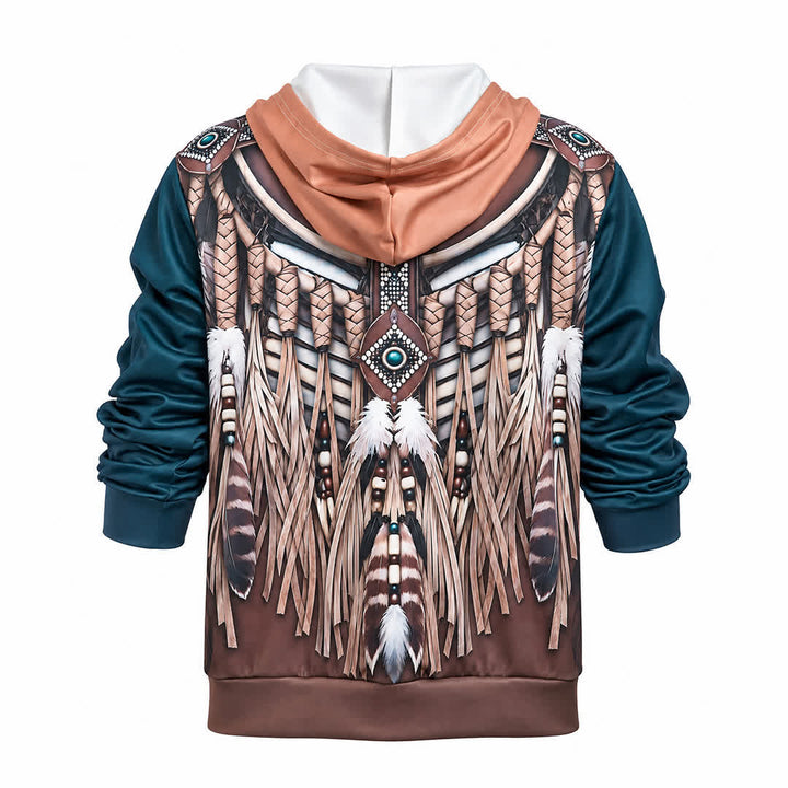 Veste à capuche zippée pour homme avec motif tribal imprimé en 3D - image 9