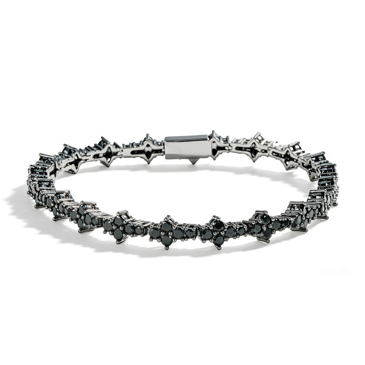 Bracelet à maillons en zircon cubique Starlight avec motif trèfle - Noir - 9 pouces / 23 cm - image 0