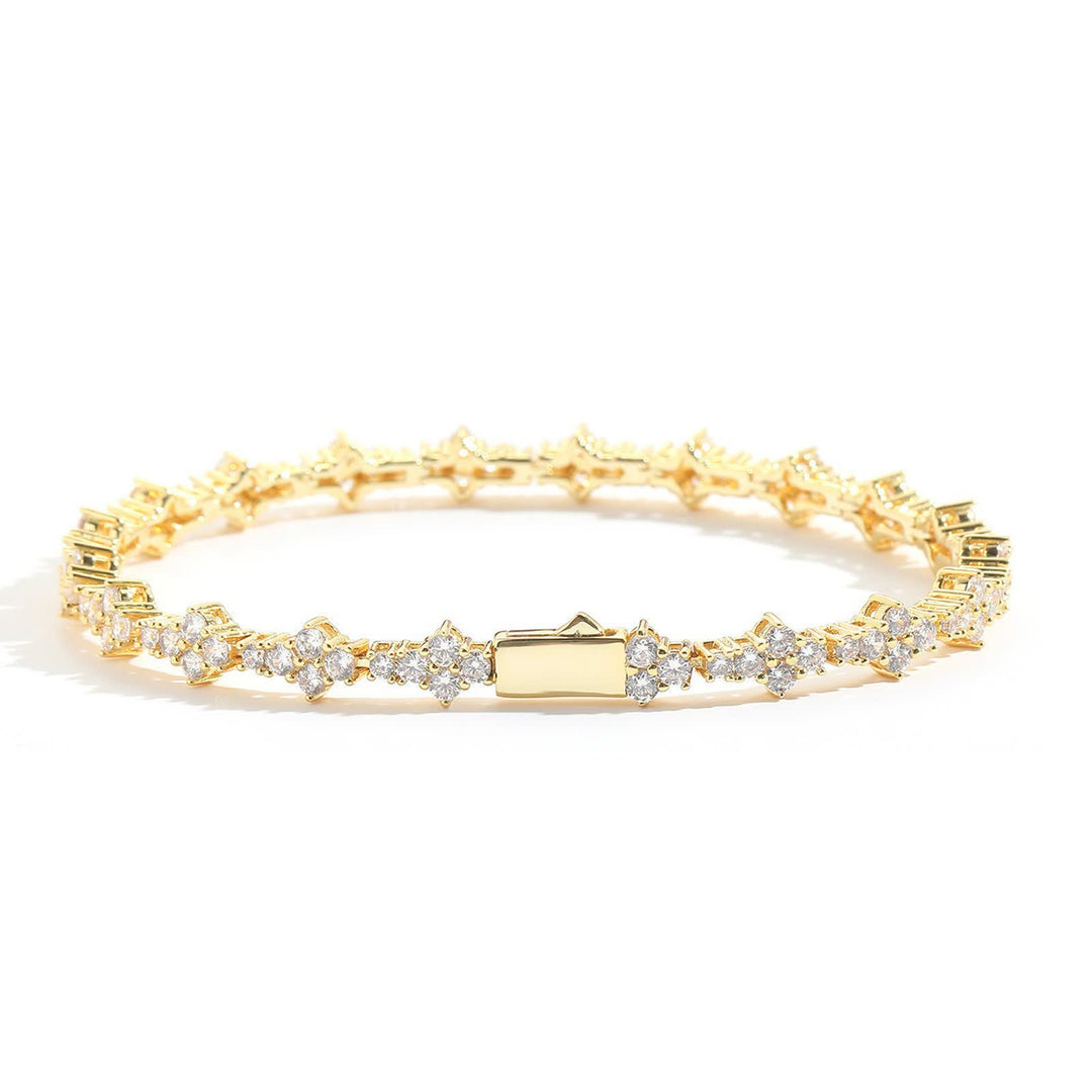 Bracelet à maillons en zircon cubique Starlight avec motif trèfle - Or - 9 pouces / 23 cm - image 5