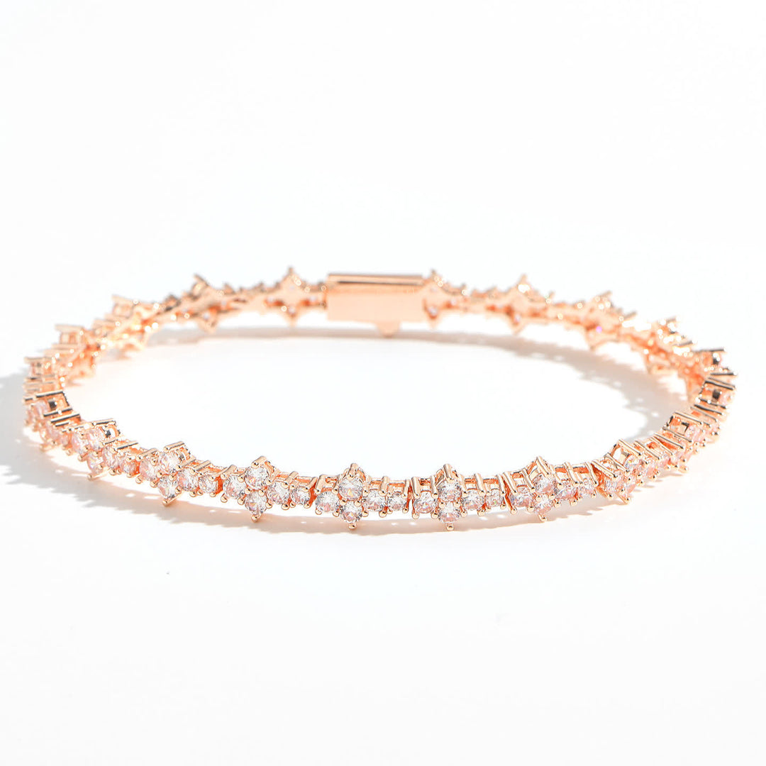 Bracelet à maillons en zircon cubique Starlight avec motif trèfle - Or rose - 9 pouces / 23 cm - image 12