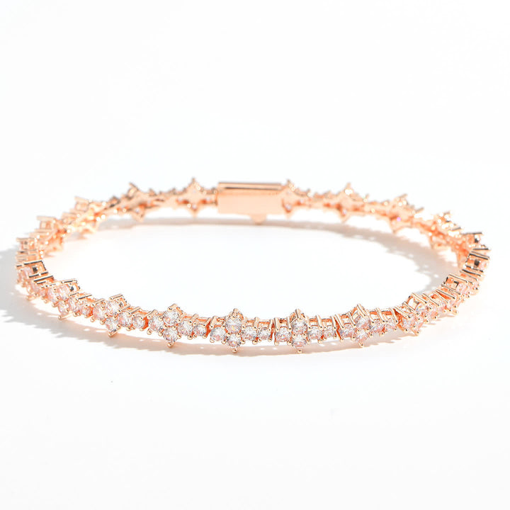 Bracelet à maillons en zircon cubique Starlight avec motif trèfle - Or rose - 9 pouces / 23 cm - image 12