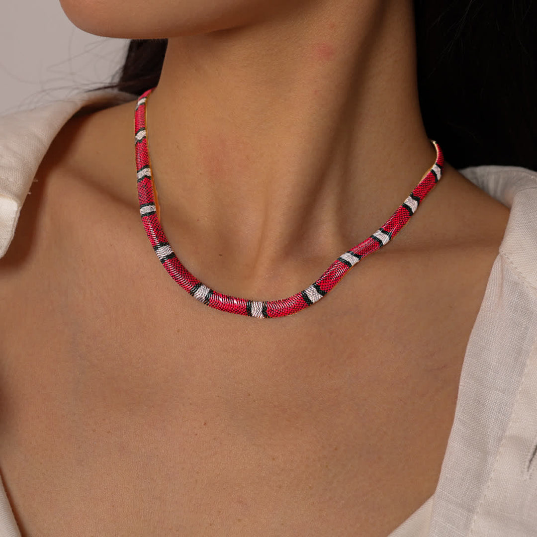 Collier ras du cou à chevrons en forme de serpent imprimé, chaîne plate - image 8