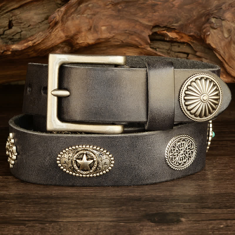 Ceinture en cuir cloutée style punk heavy metal pour homme