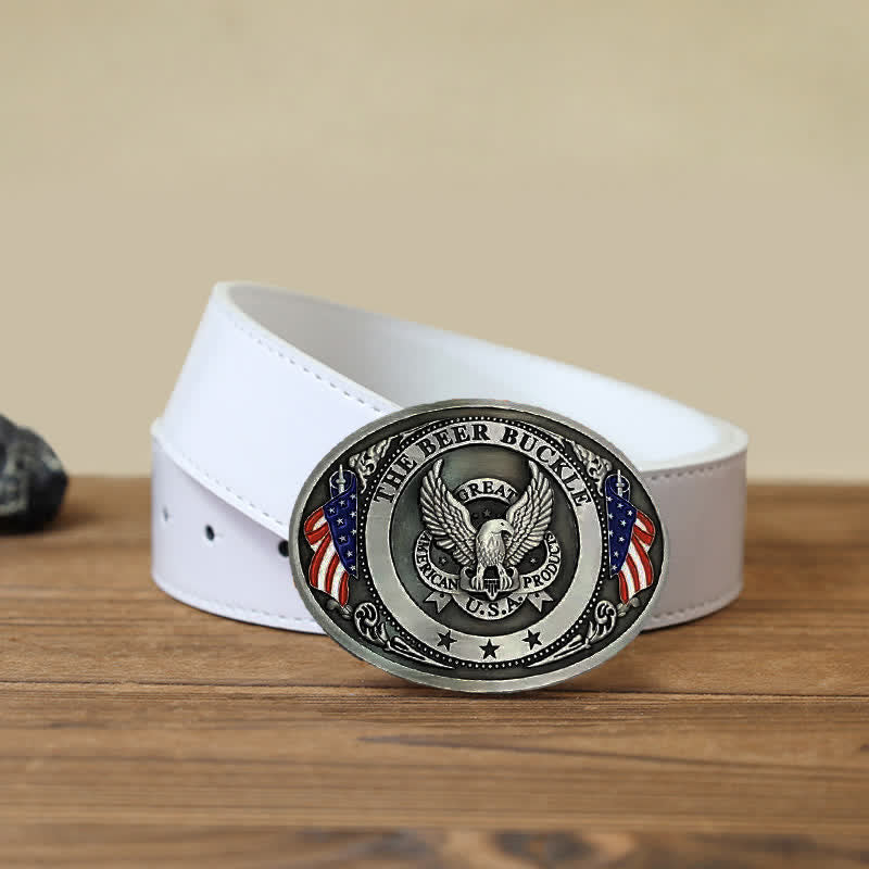 Ceinture en cuir avec boucle créative pour porte-bière et drapeau américain pour homme