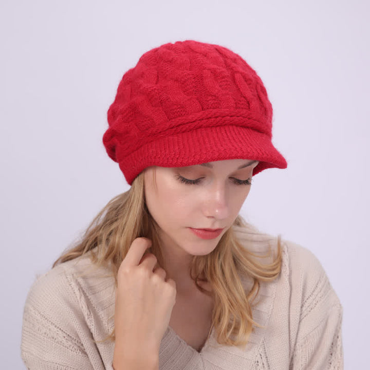 Bonnet à visière ample avec doublure moelleuse pour femme