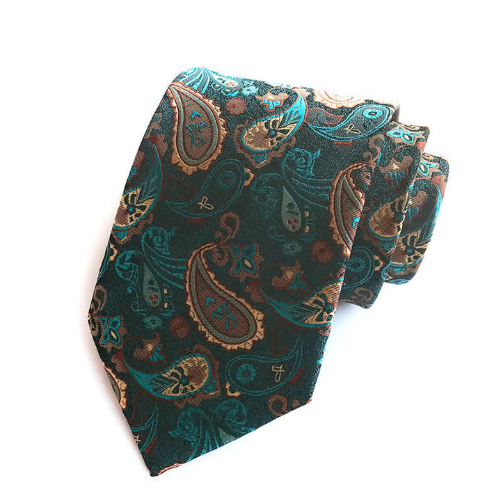Cravate à motif cachemire nostalgique pour homme vert foncé