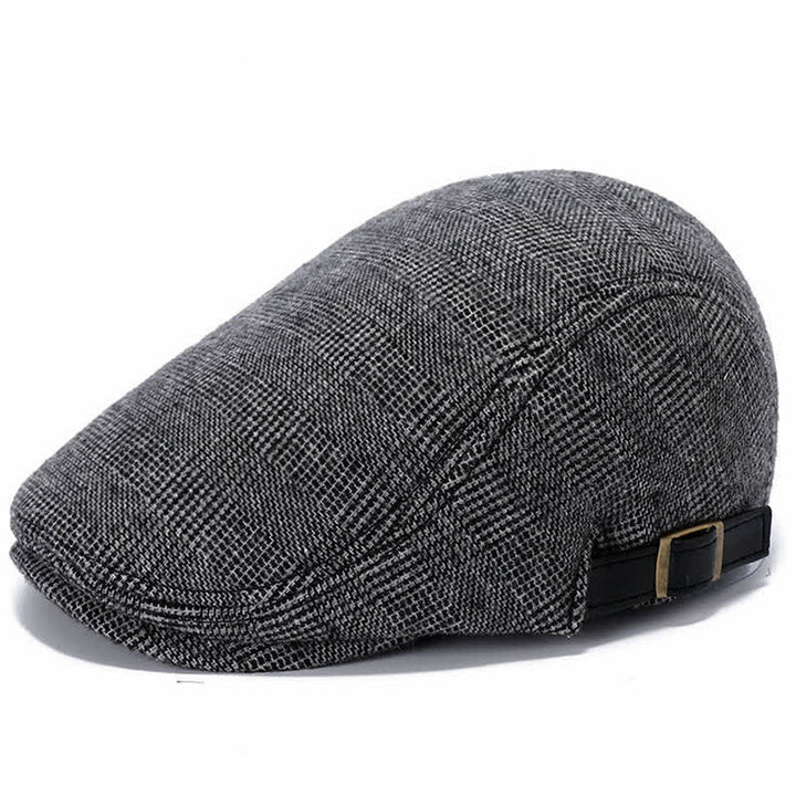 Béret plat en cuir avec boucle réglable - Carreaux gris - Réglable (environ 22"-23 1/4") - image 11