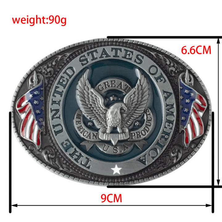 Ceinture en cuir à boucle patriotique pour homme avec ailes déployées et aigle