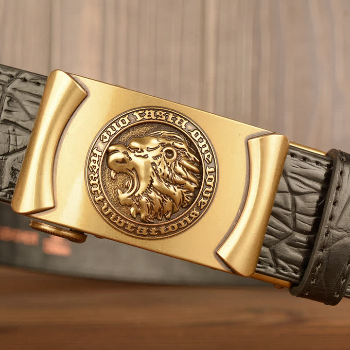 Ceinture en cuir à motif alligator tête de lion pour homme