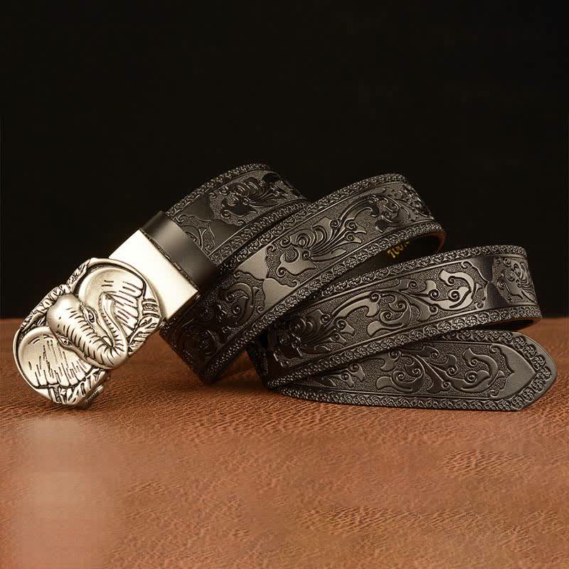 Ceinture en cuir à grandes oreilles d'éléphant pour homme