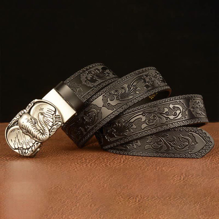Ceinture en cuir à grandes oreilles d'éléphant pour homme