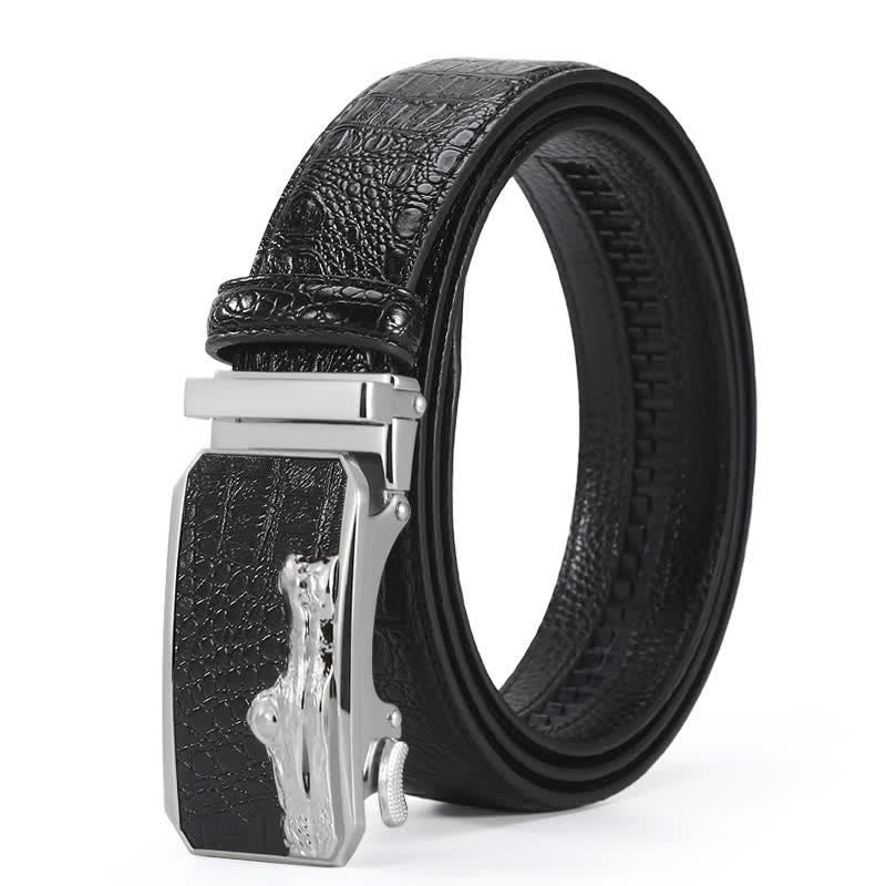 Ceinture en cuir à boucle automatique pour homme, motif crocodile