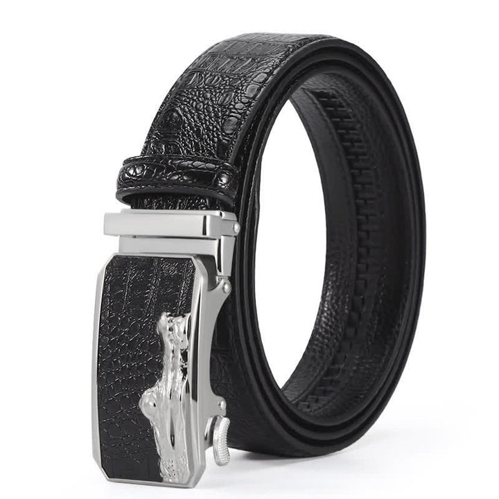 Ceinture en cuir à boucle automatique pour homme, motif crocodile