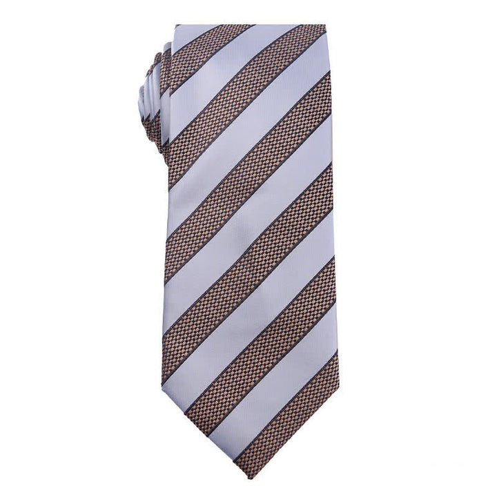 Cravate à rayures Paisley pour homme de la série Blue - Rayé bleu pâle et marron - image 7