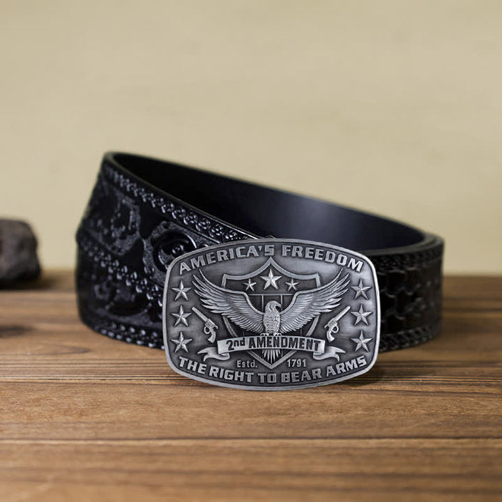 Ceinture en cuir à boucle pour homme avec motif Eagle America's Freedom