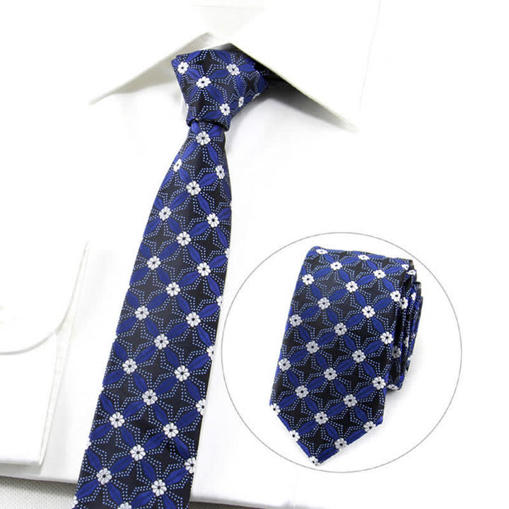 Cravate géométrique brodée de fleurs pour homme