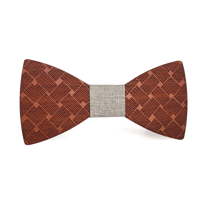 Nœud papillon en bois à motif tissé pour homme
