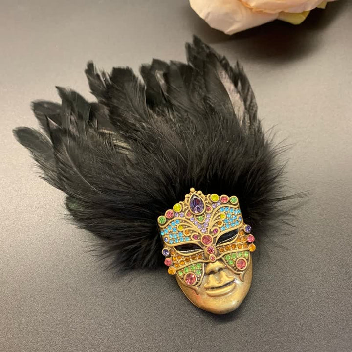 Broche en plumes de masque des tribus primitives