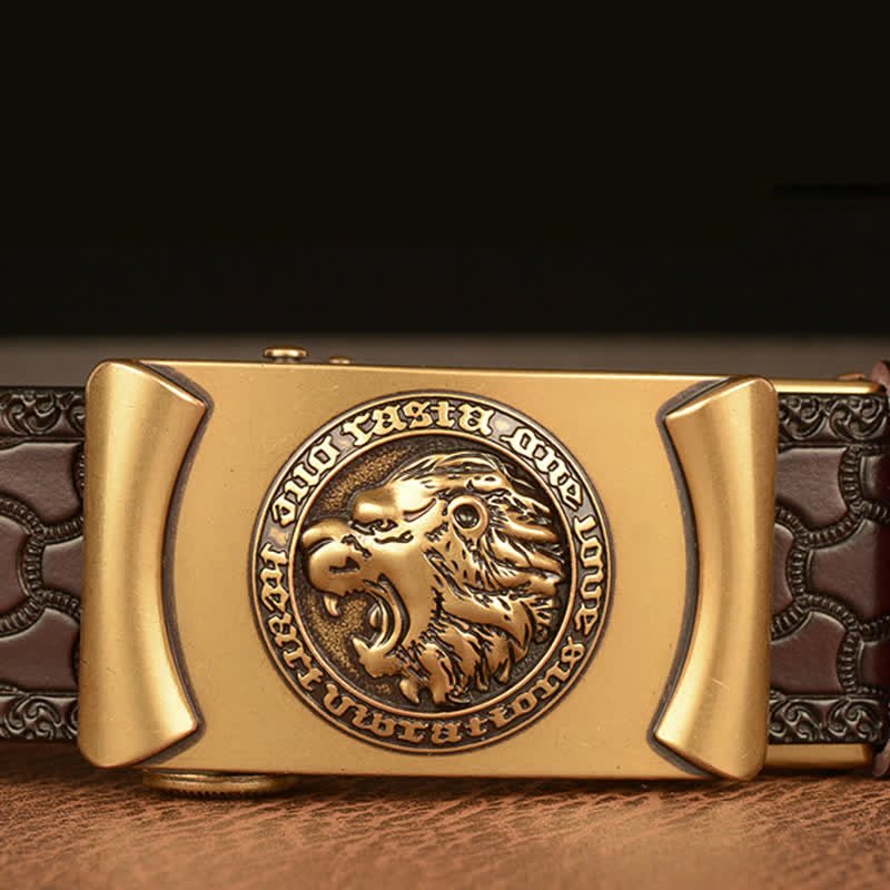 Ceinture en cuir tête de lion punk pour homme