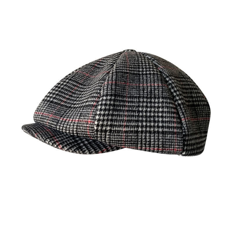 Casquette octogonale à carreaux noirs et blancs britanniques