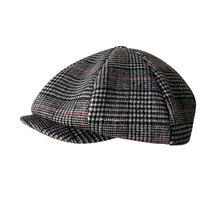Casquette octogonale à carreaux noirs et blancs britanniques