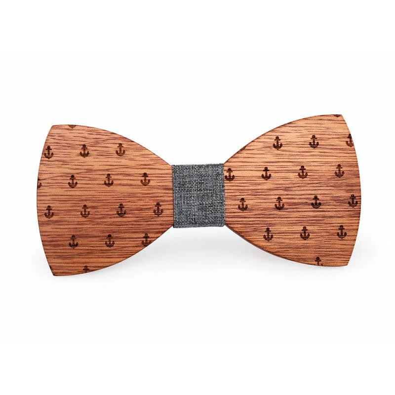 Nœud papillon en bois pour homme avec ancre de bateau
