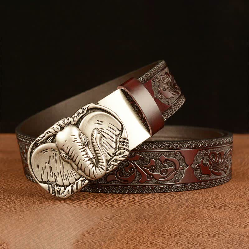 Ceinture en cuir à grandes oreilles d'éléphant pour homme