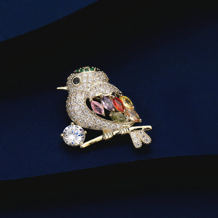 Broche en zircon pour femme en forme de branche de tarte