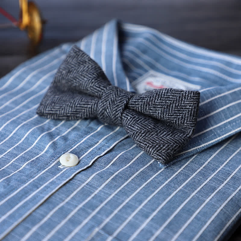 Nœud papillon simple en tweed de laine mélangée pour homme