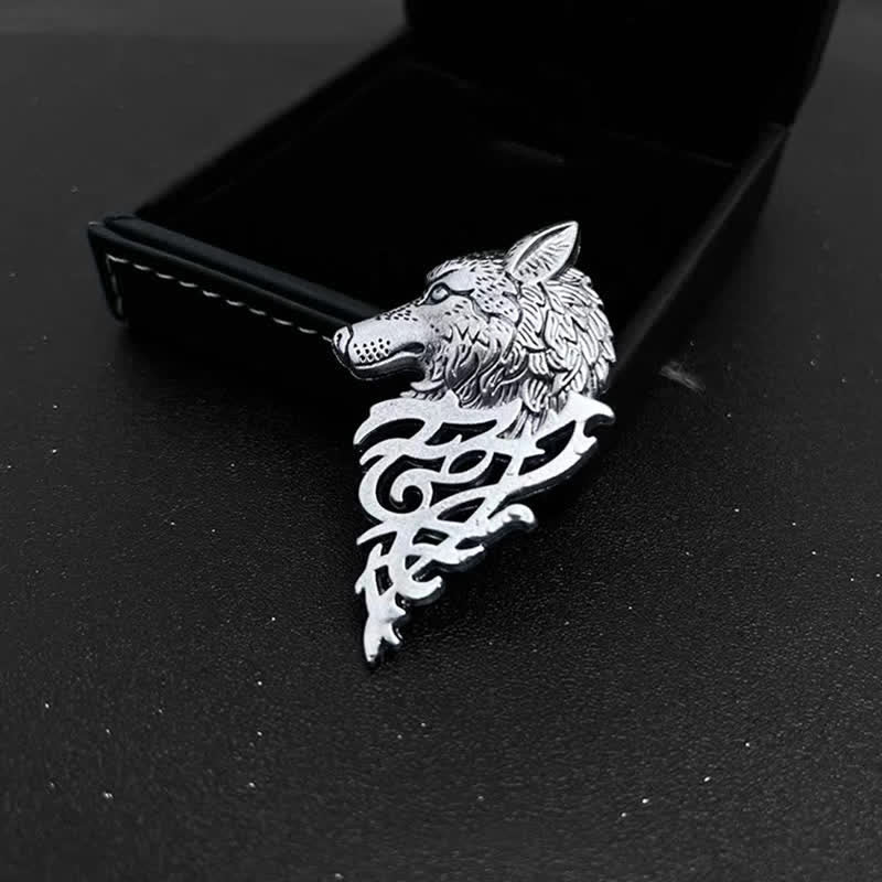 Broche glamour en forme de tête de loup creuse pour homme